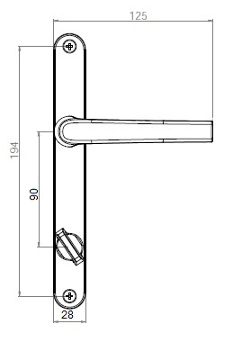 										Дверна ручка з пружиною для ПВХ дверей WC 25/85 коричнева RAL8019
										