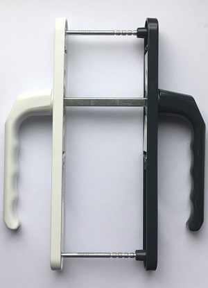Дверная ручка с пружиной для ПВХ дверей 28/85 мм. бел, наружн. антрацит-грей