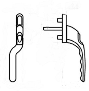 Двухстороння зауженная ручка 'гриф' белая (левая)