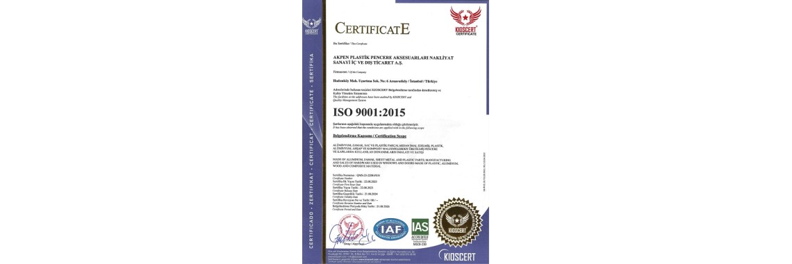 Завод Akpen успішно пройшов сертифікацію ISO 9001, ISO 14001 та ISO 45001 Завод Akpen успішно пройшов сертифікацію ISO 9001, ISO 14001 та ISO 45001
